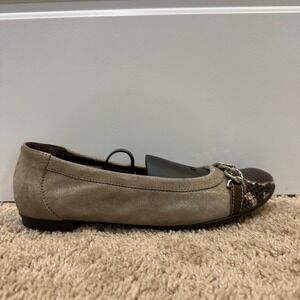 AGL Womens‎ Ballet Flats Snakeskin Detail Chain Accent Shoes Size 38 US 8